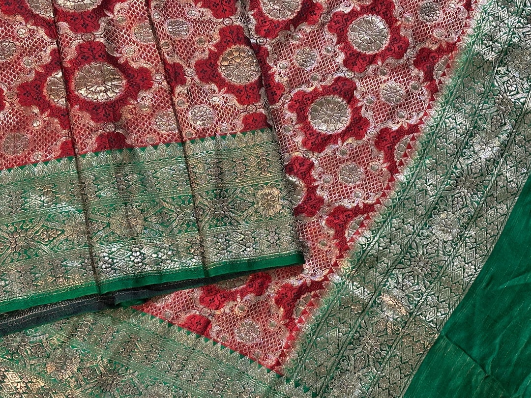 Antique Brocade Sari, Banarasi Gold & Silver Work Fabric - Etsy