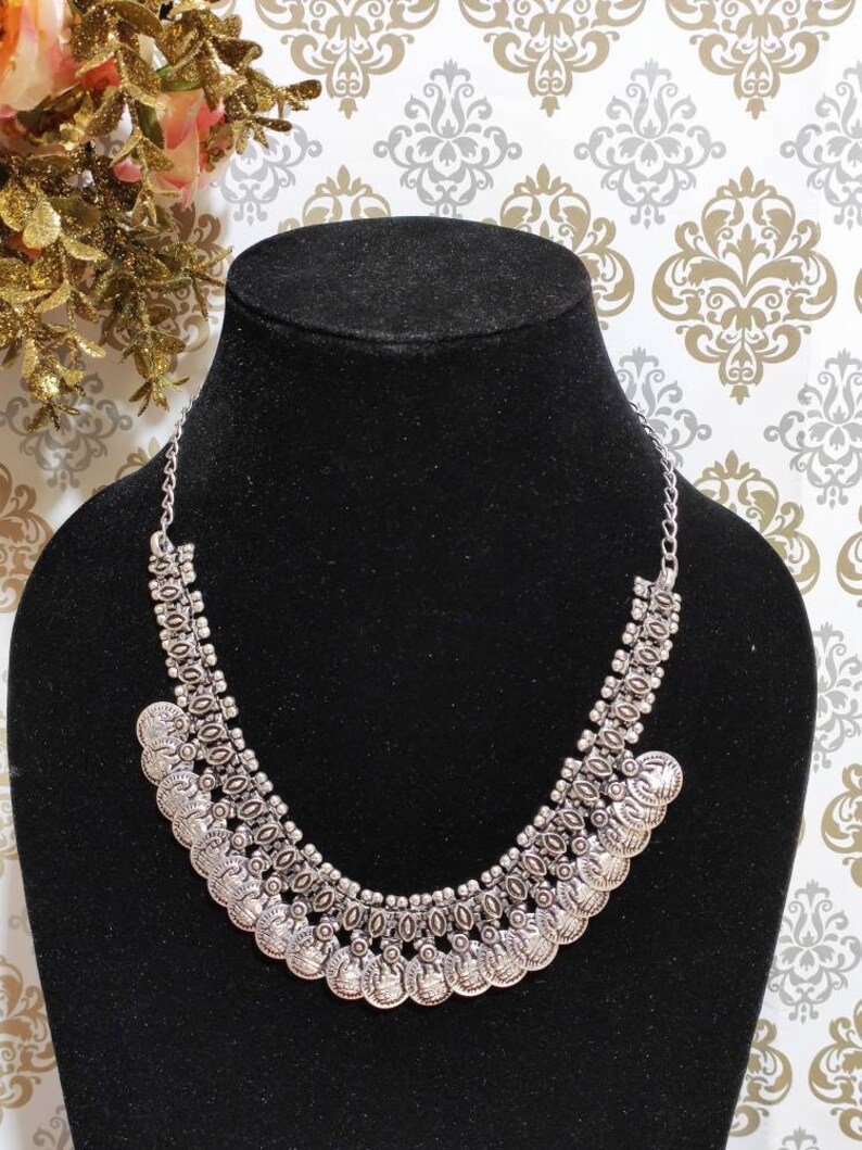 Oxidized German Silver Necklace Oxidized Indian Jewelry Bollywood Design Jewelry Boho Jewelry Tirbal Oxidised Necklace