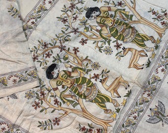 Vintage Silk Kantha Saree, Hand Embroidered Bengal Saree