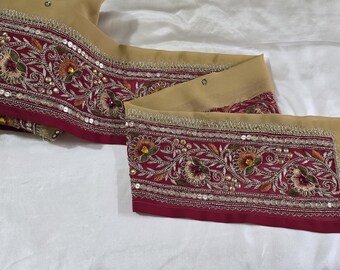 Vintage Embroidered Sari Border Trim: Indian Sewing Ribbon, 1 Yard