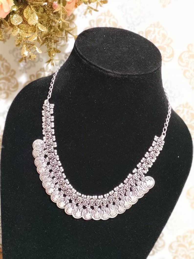 Oxidized German Silver Necklace Oxidized Indian Jewelry Bollywood Design Jewelry Boho Jewelry Tirbal Oxidised Necklace