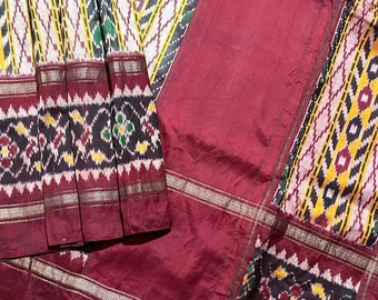 Indian Vintage Purple & Ivory Saree Pure Crepe Silk Hand Embroidered Tie-Dye Sari Fabric 5yard Sewing Craft Fabric Ethnic zari main image 1