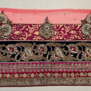 Vintage Saree Borte Handwerk Dekor Vintage Sari Borte Indische Sari Borte Designer Stickerei Borte DIY Kostüm Stoff Vintage Saree Borte