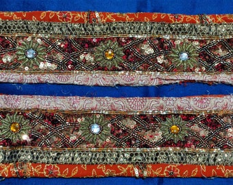 Vintage Embroidered Sari Border: Indian Trim, Sequins, Lace, DIY Crafts
