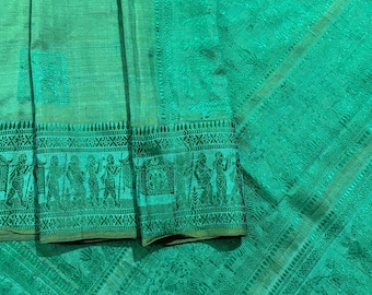 Vintage seda pura Saree Baluchari bordado a mano telar de mano Saree boda desgaste vintage seda saree bordado indio Baluchari Sari