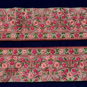Vintage Saree Borte Handwerk Dekor Vintage Sari Borte Indische Sari Borte Designer Stickerei Borte DIY Kostüm Stoff Vintage Seide Saree Borte