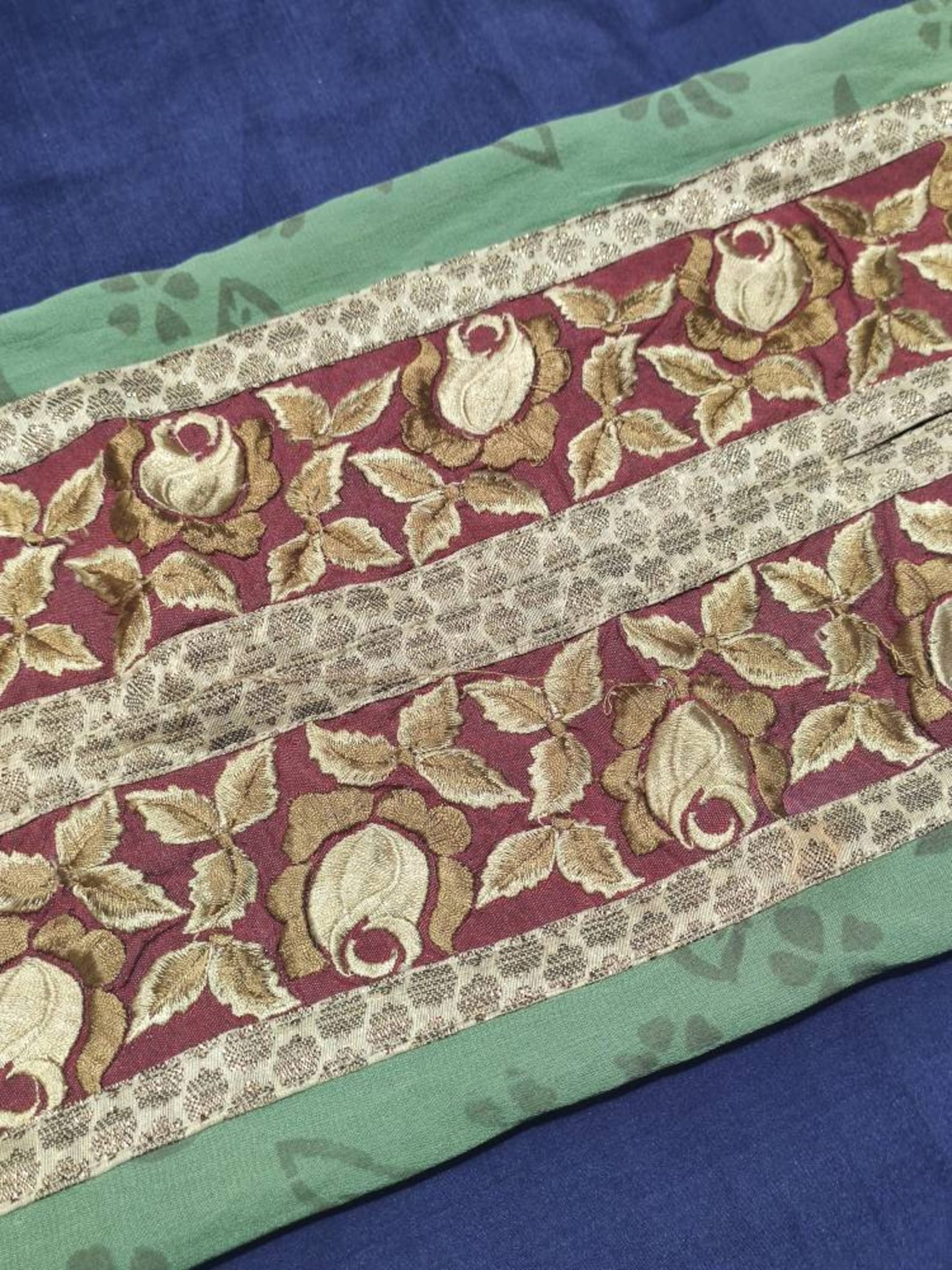 Indian Embellishment Lace Embroidered Border Vintage Saree Etsy