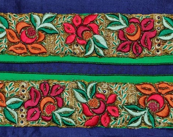 Vintage Sari Border: Embroidered Indian Trim, Sequin Ribbon