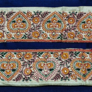 Vintage Indian Sari Border Sewing Embroidered Trim Ribbon Antique Lace DIY Home Decor Wedding Festive Wall Hanging Sequins Ethnic