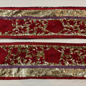Vintage Saree-rand ambachtelijk decor Vintage Sari-versieringen Indiase Sari-grens Designer borduurrand DIY kostuumstof Vintage zijden sari-versiering