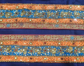 Embroidered Vintage Saree Trim, Decorative Ribbon, Dress Border - By The Yard