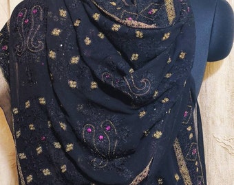 Écharpe Indienne Beige à Motif | Royaume Indien