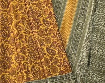 Vintage Crepe Silk Sari Fabric, Floral Print Dressmaking Material (5yd)