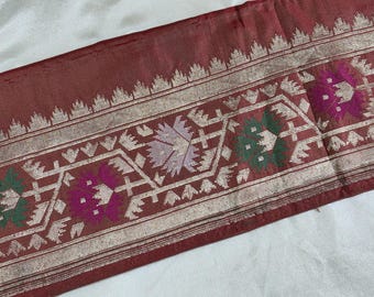 Vintage Banarasi Silk Saree Border: Indian Brocade Trim
