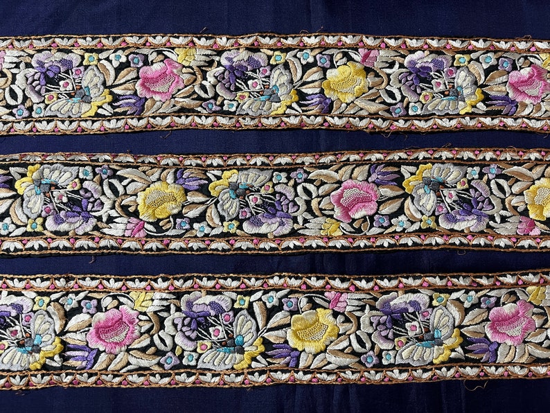 Vintage Parsi Embroidery Border Saree Trim 7 Meters image 1