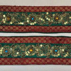 Vintage indische Sari Borte Nähen Perlen Dekorative Zierleiste Zierleisten Hand Gestickt Pailletten Perlen Stein Arbeit Handwerk Dekor DIY Spitze