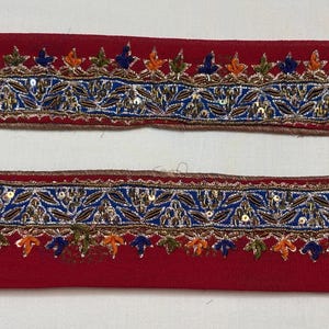 Vintage Indiase sari-rand naaien kralen decoratieve afwerking antiek lint handgeborduurde pailletten kralen stenen werk ambacht decor DIY kant