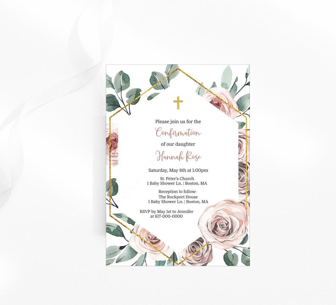 Confirmation Invitation Girl Boho Confirmation Invitation Etsy