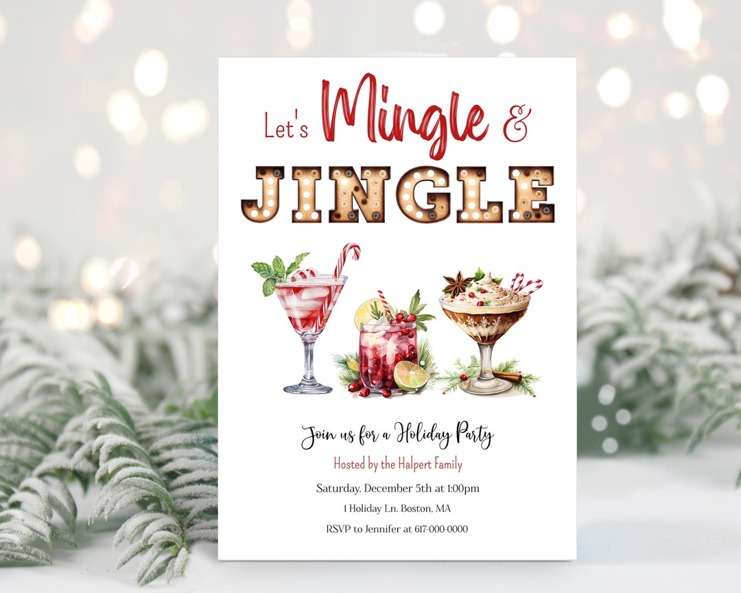 Christmas Party Invitation, Lets Mingle and Jingle Invitation, Holiday ...