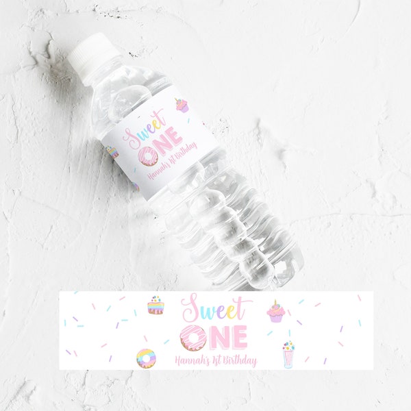 Sweet One Water Bottle Label, Sweet 1st Birthday Water Bottle Label, Instant Download Printable Editable
