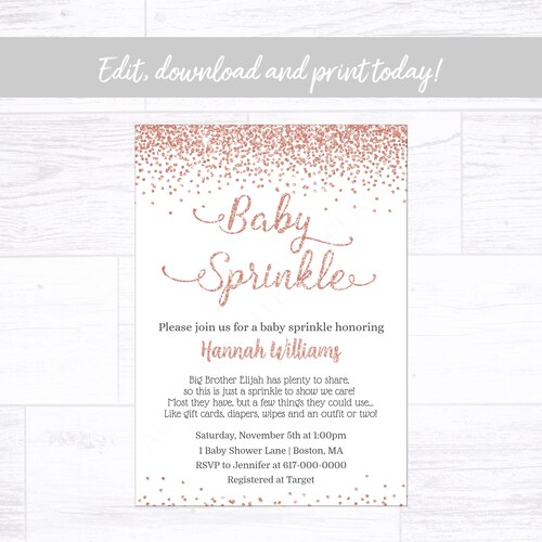Baby Sprinkle Invitation Girl Instant Download Rainbow Boho - Etsy