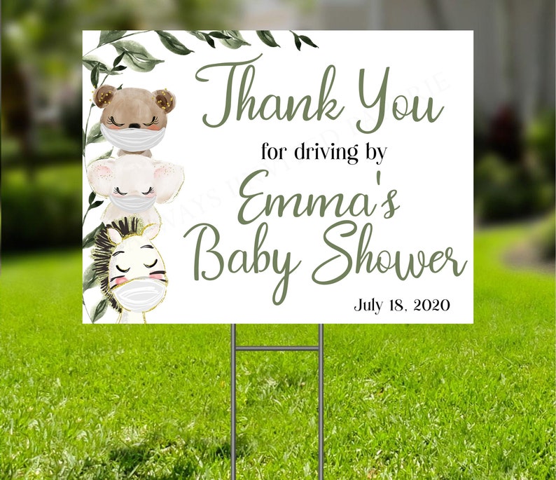 Editable Drive Through Baby Shower Yard Sign Safari Baby Etsy