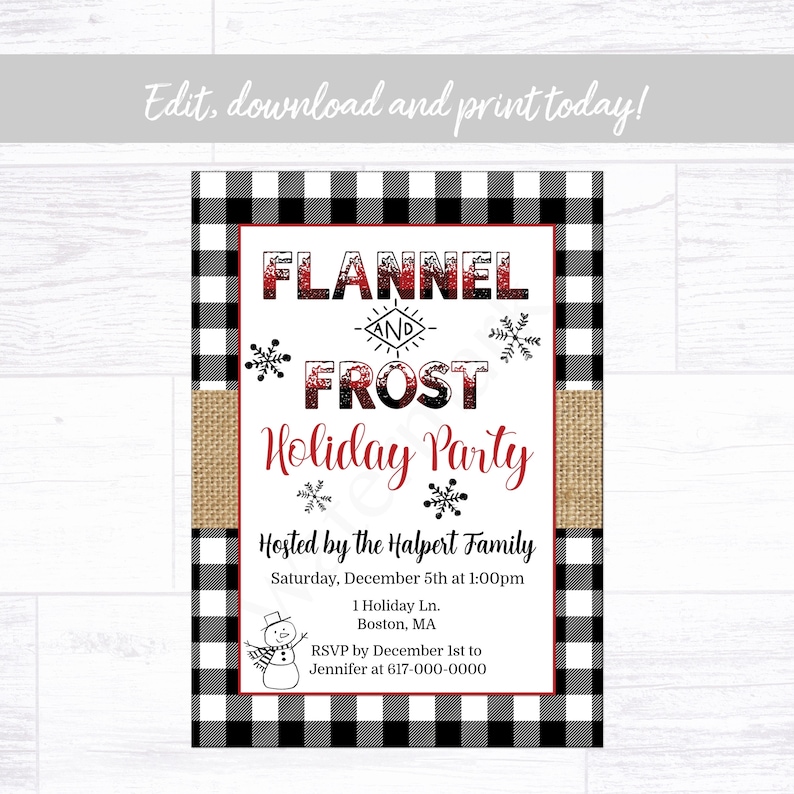 Flannel and Frost Party Invitation Christmas Party - Etsy
