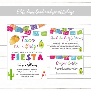 Fiesta Baby Shower Uitnodiging Set, Taco bout een Baby Shower Uitnodiging, Instant Download Printable Editable