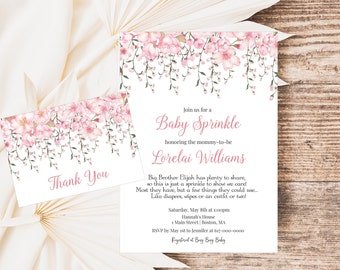 Baby Sprinkle Einladung Set, Kirschblüte Baby Sprinkle Einladung, Instant Download editierbar 801