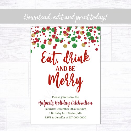 Christmas Tea Invitation Printable Download Holiday Party - Etsy