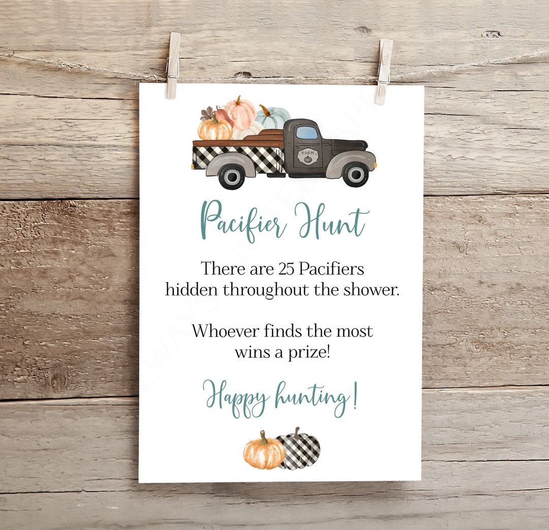 Fall Pacifier Hunt Baby Shower Game, Pumpkin Pacifier Hunt - Etsy
