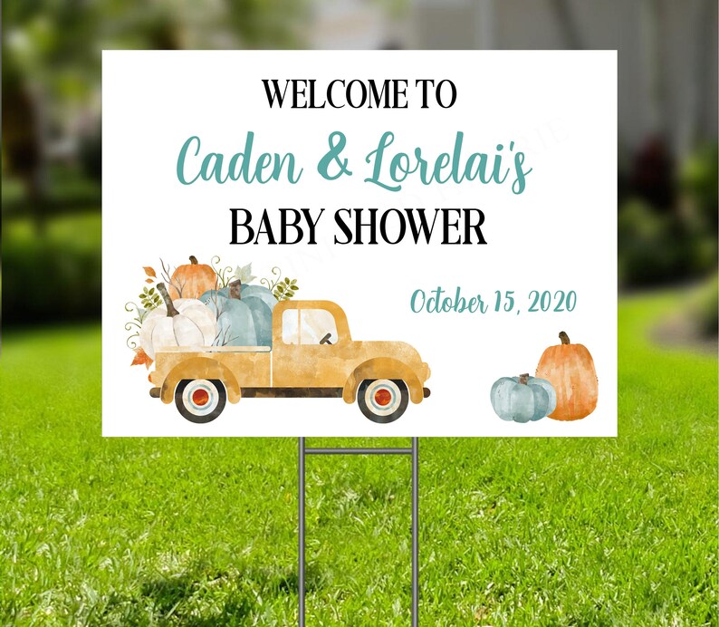 Editable Drive Through Baby Shower Yard Sign Pumpkin Baby Etsy