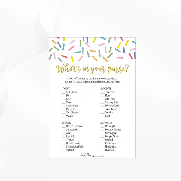 What's in Your Purse Baby Shower Game, Whats in Your Purse Baby Shower Game, Instant Download Printable Not Editable 151