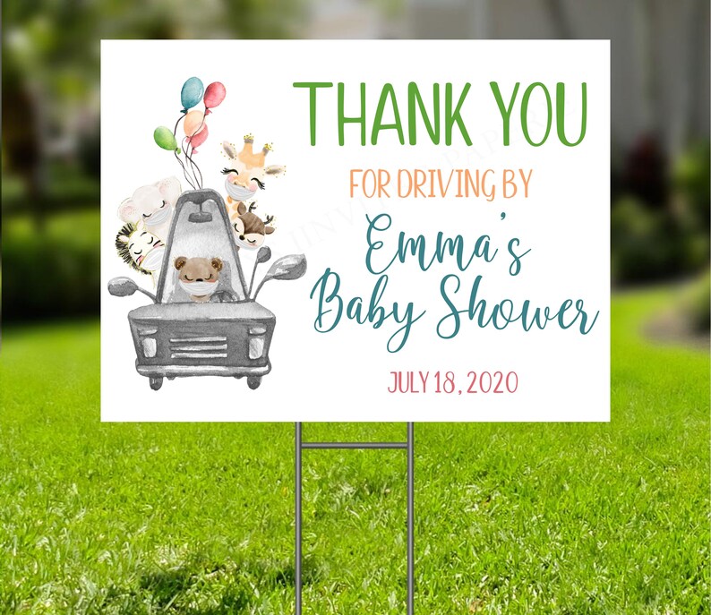 Editable Drive Through Baby Shower Yard Sign Safari Baby Etsy