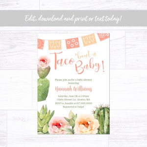 Fiesta Baby Shower Uitnodiging, Taco bout een Baby Shower Uitnodiging, Instant Download Printable Editable