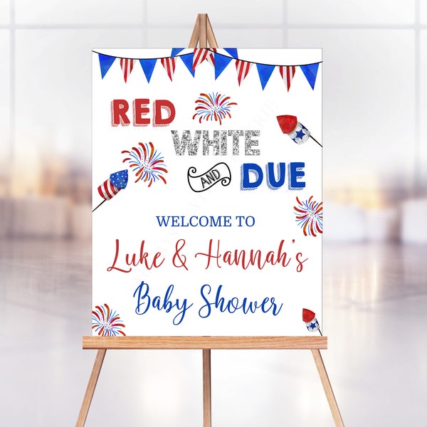 4th of July Baby Shower Welcome Sign, Red White and Blu Welcome Sign, Baby Boy Shower Sign, Instant Download Printable Editable