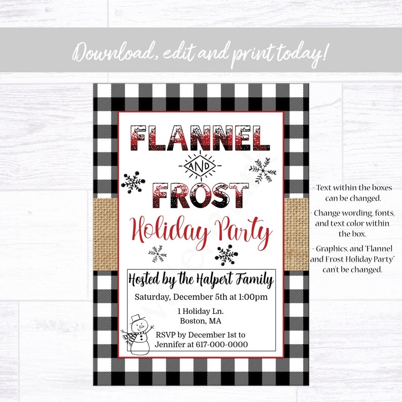 Flannel and Frost Party Invitation Christmas Party - Etsy