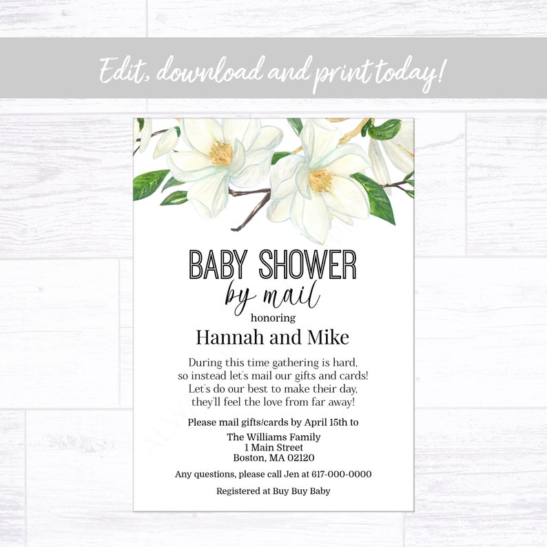 Baby Shower by Mail Invitation White Floral Baby Shower Etsy