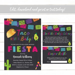 Fiesta Baby Shower Uitnodiging Set, Taco bout een Baby Shower Uitnodiging, Instant Download Printable Editable