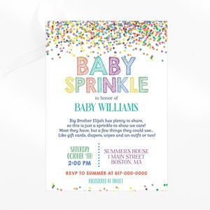 Baby Sprinkle Invitation Neutral, Sprinkles Baby Sprinkle Invitation, Rainbow Instant Download Printable Editable