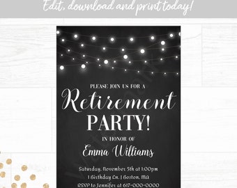 Retirement Party Invitation, Retirement Invitation, Instant Download Printable Editable