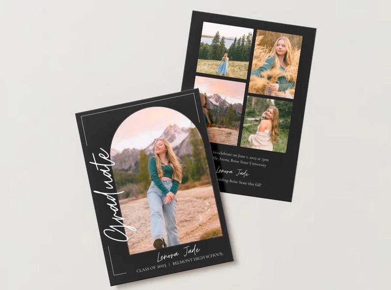 New Grad Notes Graduation Announcement | Photo Grad Cards | Instant Digital Download ...