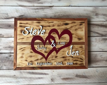 Personalized Anniversary Sign - Wood Marriage Sign - Family Established Sign - Family Wall Decor - Wedding Wall Art