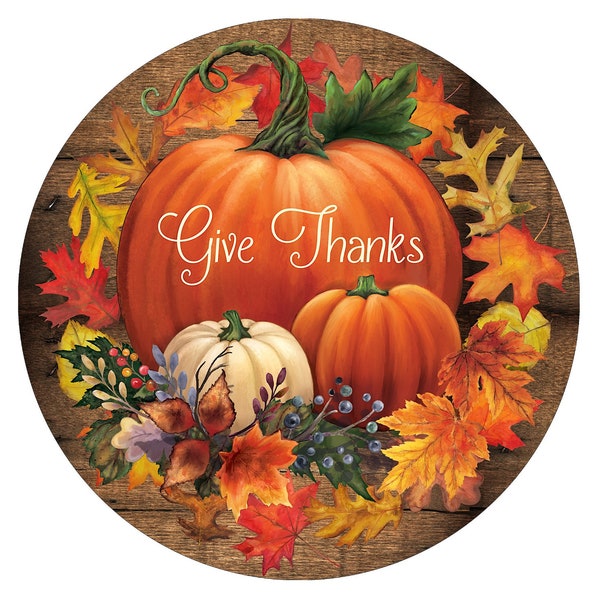 Pumpkin Wreath Sign, Fall Wreath Sign, Give Thanks, Wreath Center, Wreath Supplies