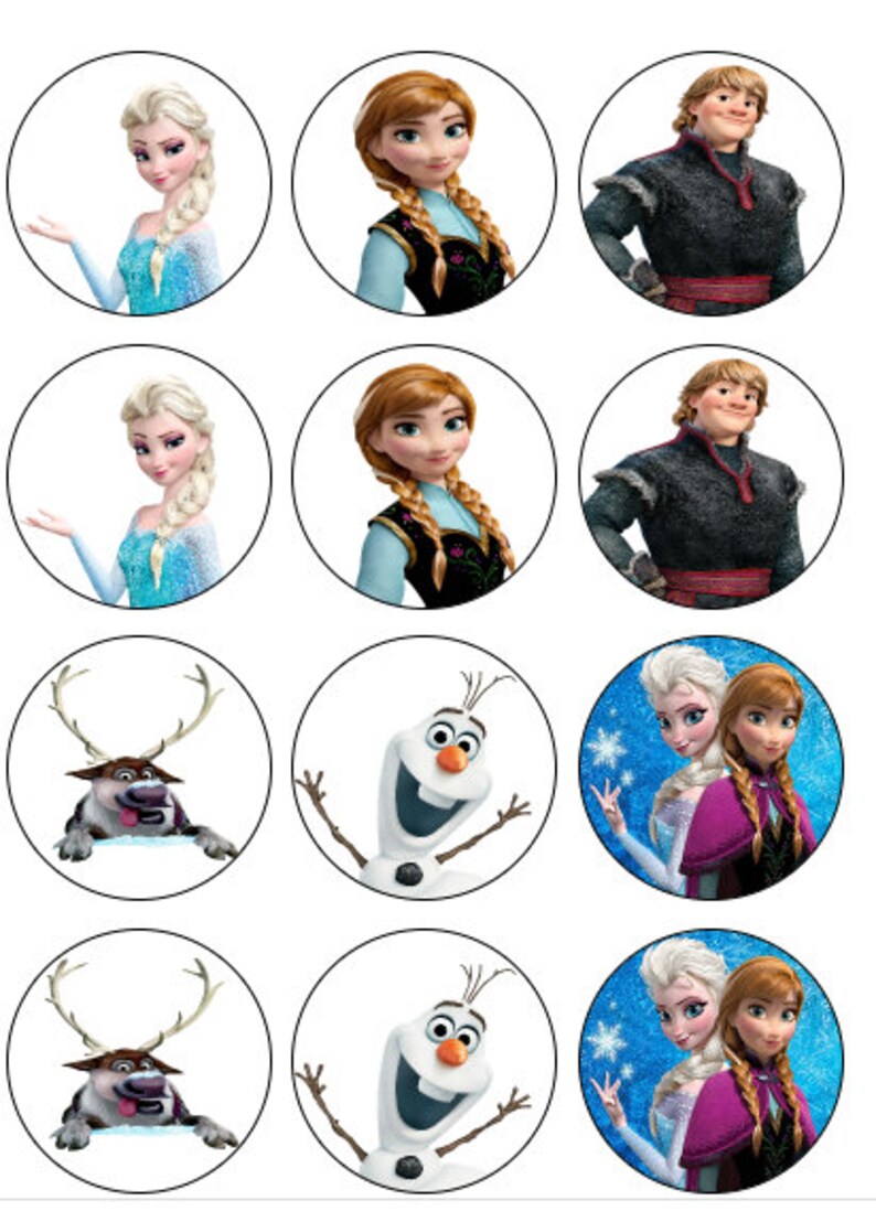 Cake Pop Apple Frozen Birthday Party Pre-Cut Edible Cupcake Cake Oreo Toppers in Your Choice of Size