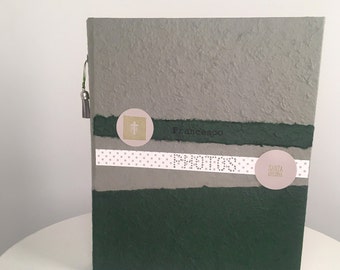Holy Confirmation photo album, traditional handmade album with customizable masculine cover and decorations, boy gift idea,