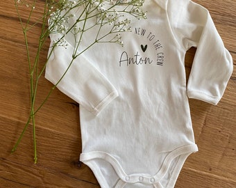 Babybody,  new to the Crew - personalisiert mit Name für Junge oder Mädchen