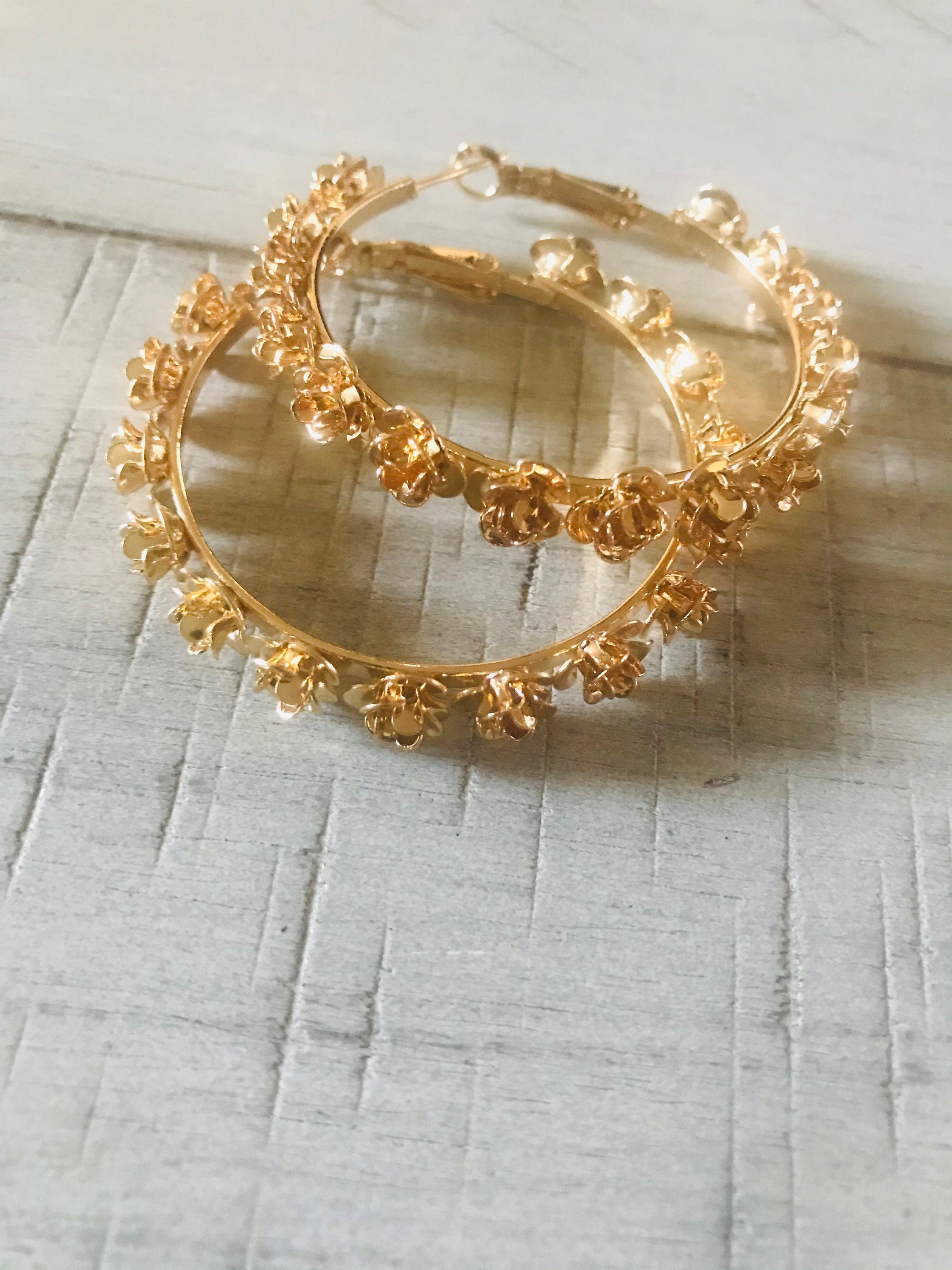 Rose hoop earrings flower hoop earrings Etsy