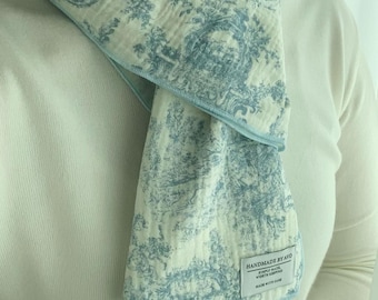 Französischer Toile Baumwoll-Gaze-Schal, langer Paisley-Schal, leichte doppelte Gaze-Halstuch, handgemachtes Frauengeschenk