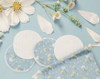 Dandelion Reusable Organic Cotton Pads, Organic Facial Rounds, organic cotton pads, Cotton rounds, face pads, facial pads, Cotton pouch